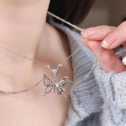 گردنبند پروانه دو ردیفه پینترستی 