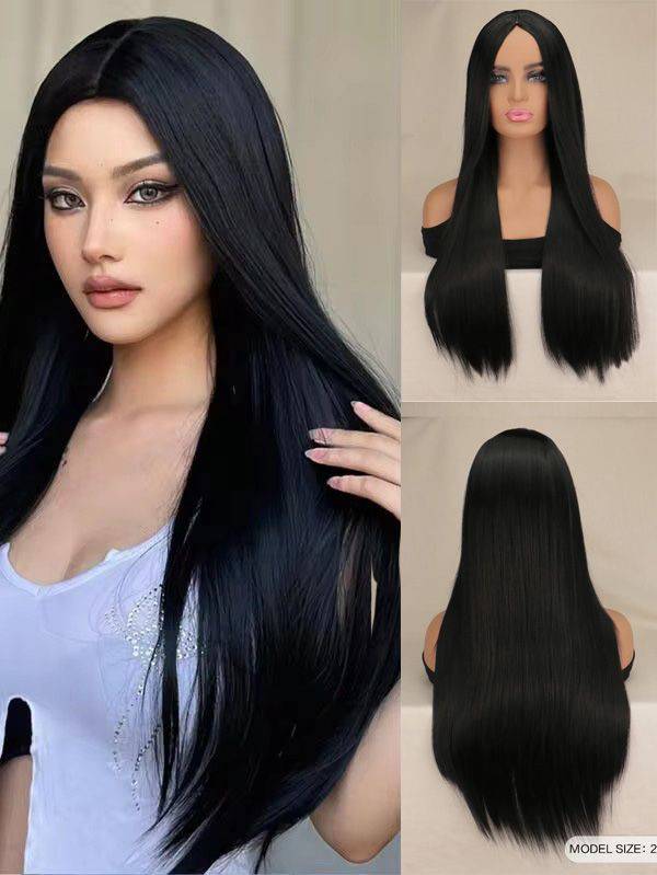کلاه گیس مشکی فرق وسط
