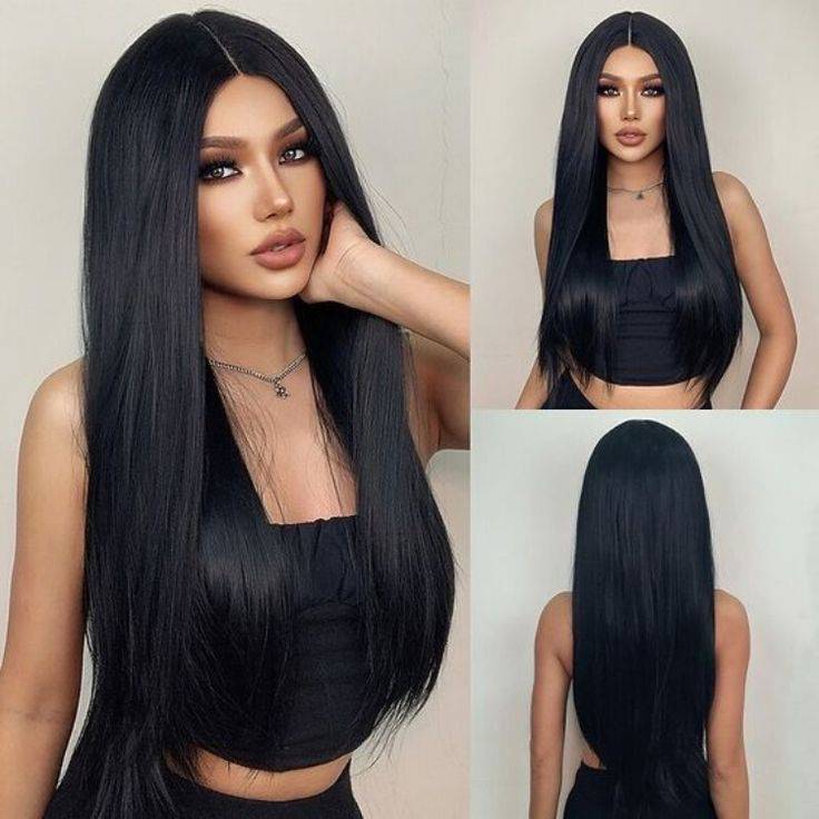 کلاه گیس مشکی فرق وسط