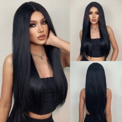 کلاه گیس مشکی فرق وسط
