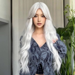 کلاه گیس نقره ای بلند