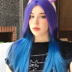 کلاه گیس بنفش آبی 