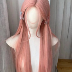 کلاه گیس صورتی فرق وسط 